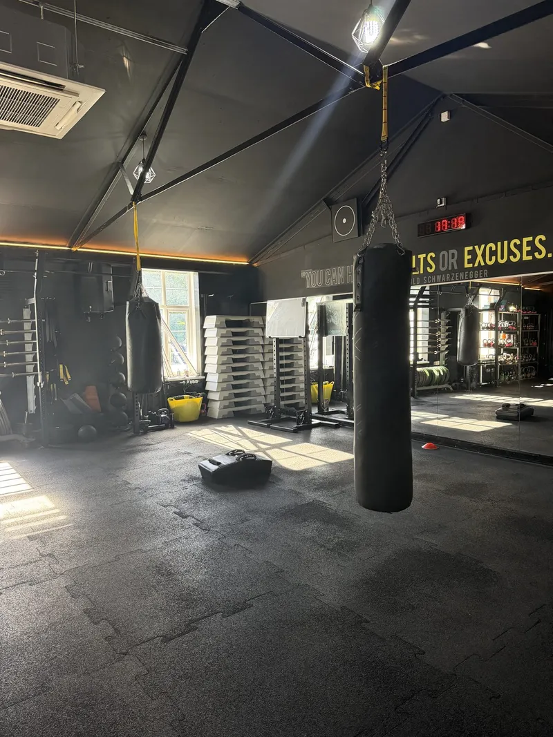 Heavy bags in the boxing area